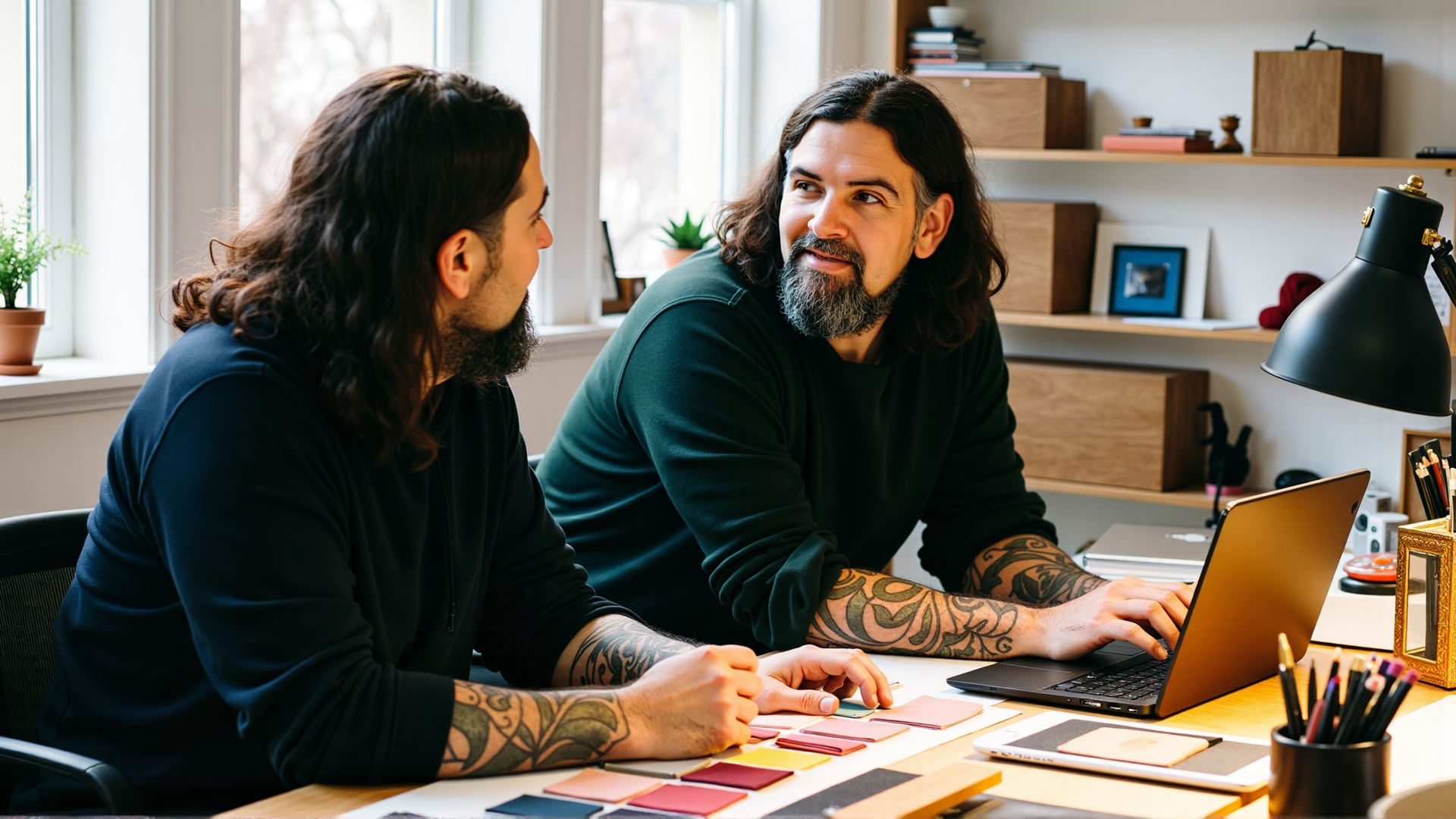 Seb content d'être sur un laptop